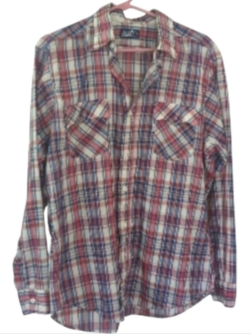 Levi's Vintage 1986 Red and Blue Plaid Western Button-Down Shirt Lightweight